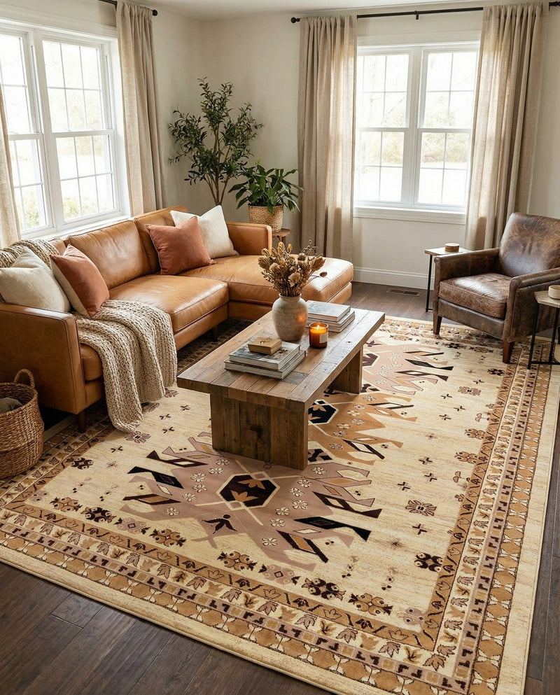 Tabriz Tapestries Collection Area Rug - Azerbaijan (Ivory) Rectangle Ivory  lifestyle 5