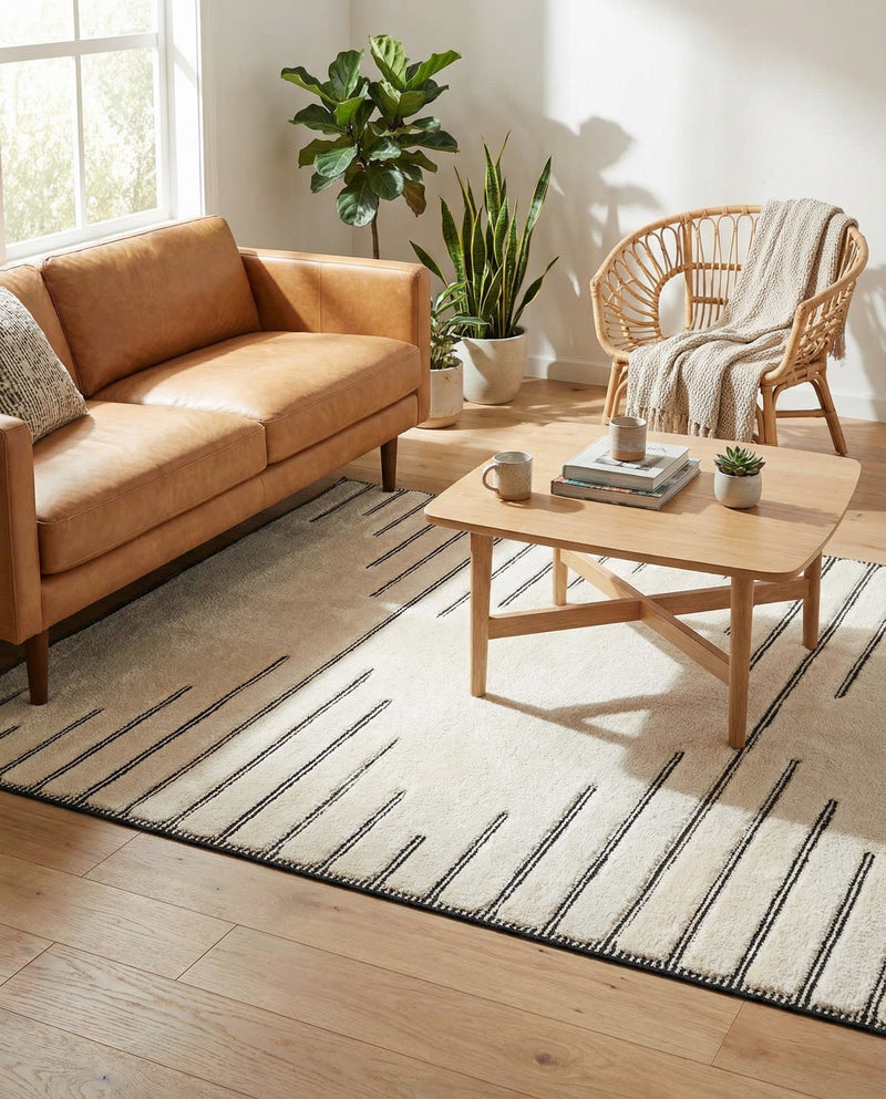 Monochrome Collection Area Rug -  Ash Rectangle Ivory White  lifestyle 21