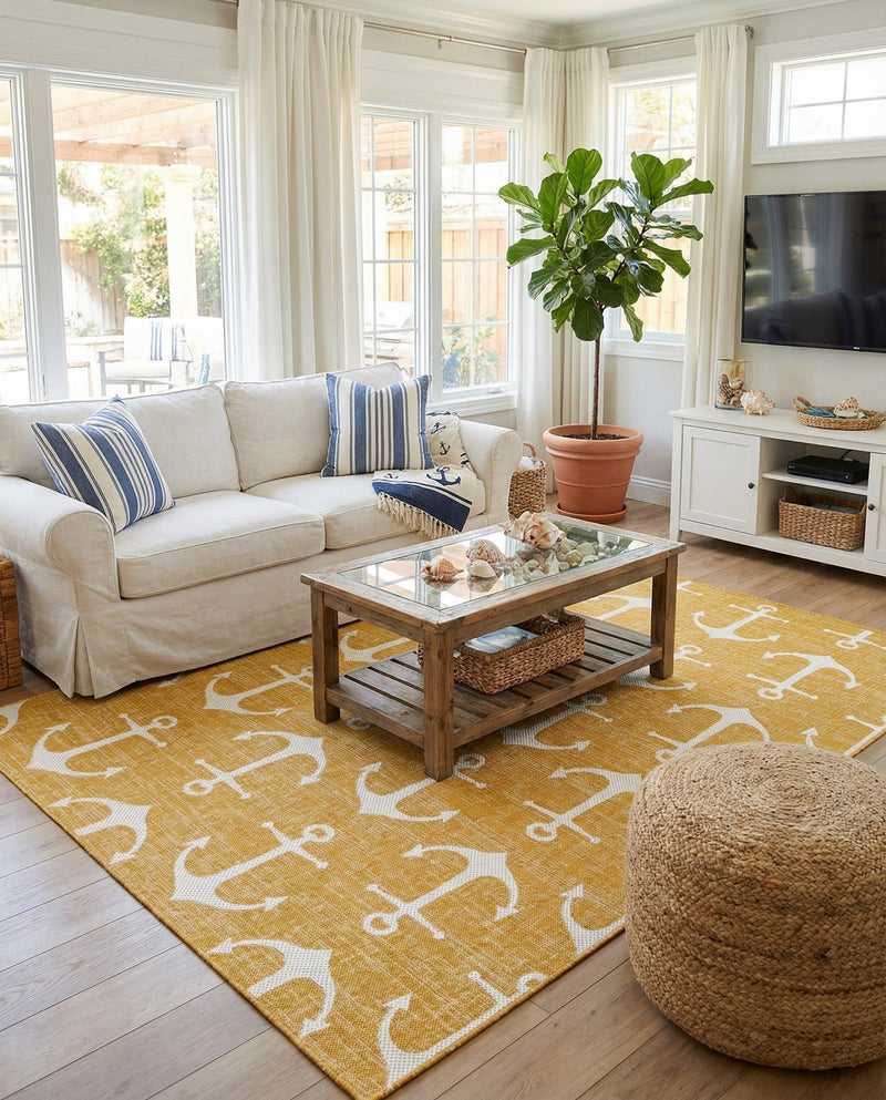 Seaside Haven Rugs Collection Area Rug - Sapphire (Yellow) Rectangle Yellow  lifestyle 21