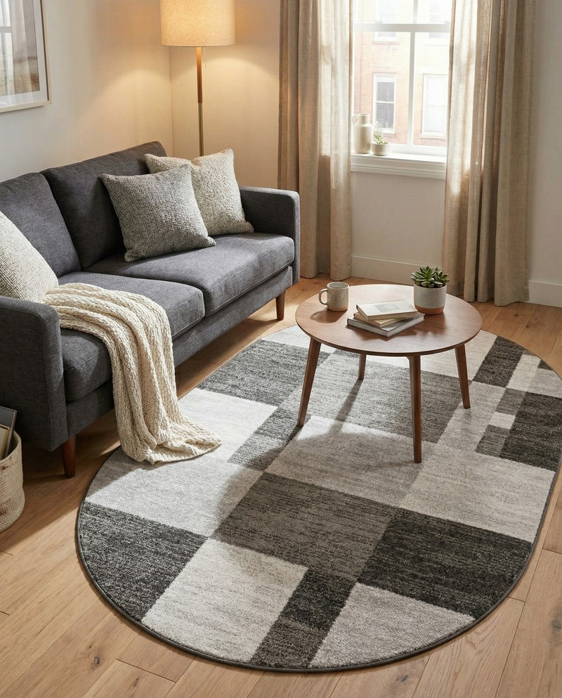 Autumn Meadow Collection Area Rug -  Sycamoreside (Gray) Oval Gray  lifestyle 60