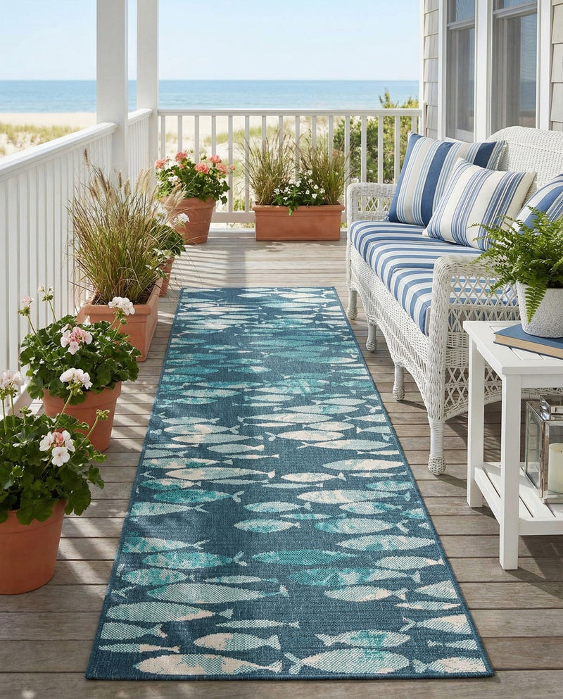 Seaside Haven Rugs Collection Area Rug -  Wavecrest Runner Blue  lifestyle 48