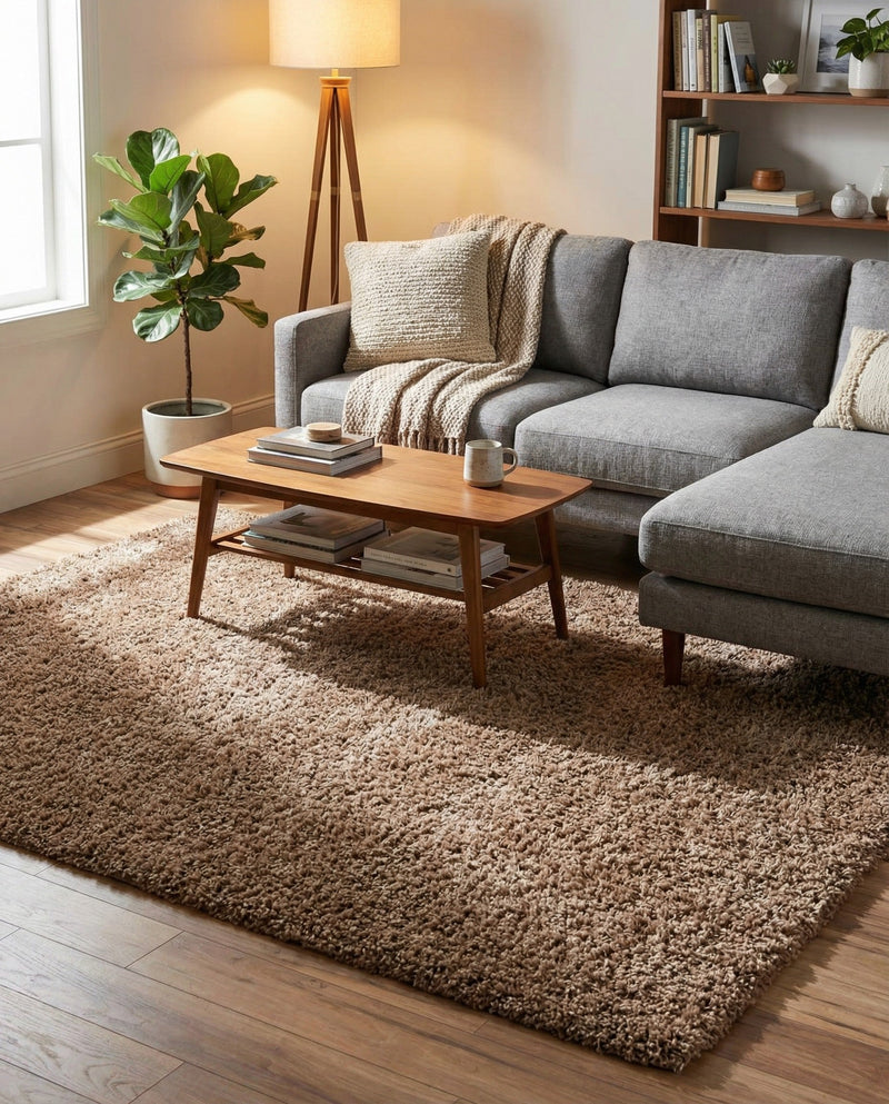 Plush Oasis Collection Area Rug - Serenity (Sandy Brown) Rectangle Sandy Brown  lifestyle 11