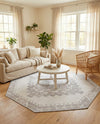 Heritage Elegance Collection Area Rug -  Winterthur (white Gray) Octagon white Gray  lifestyle 79