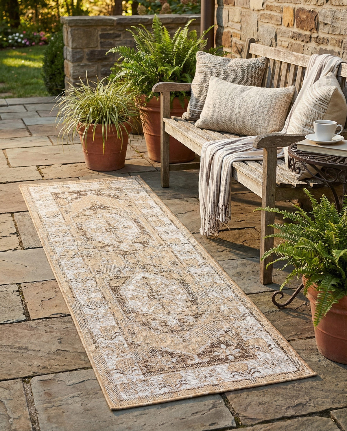 Patio Heritage Collection Area Rug -  Augusta (Natural) Runner Natural  lifestyle 98