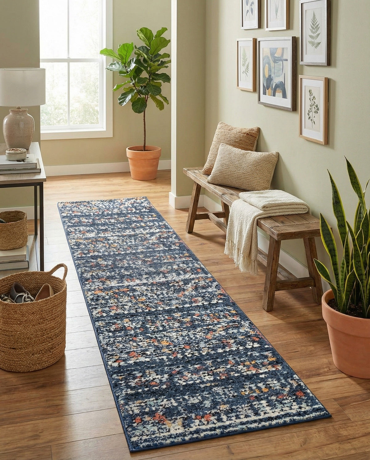 Tangier Treasures Collection Area Rug -  Marrakech Runner Navy Blue  lifestyle 96