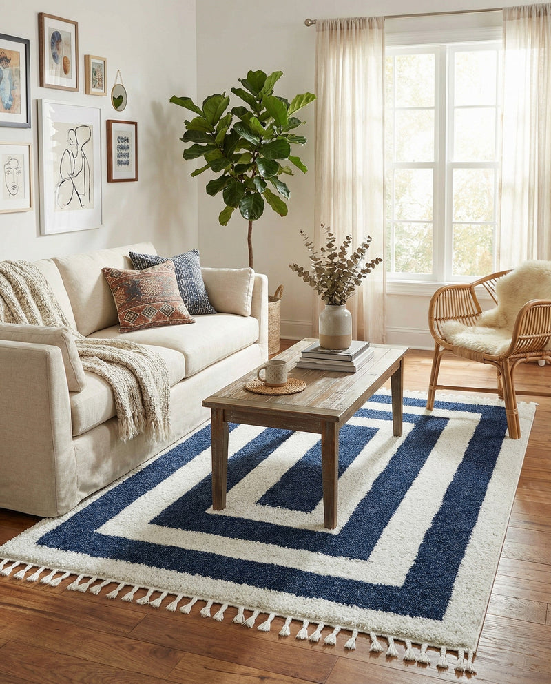 Sahara Chic Collection Area Rug -  Casablanca Rectangle Blue  lifestyle 64