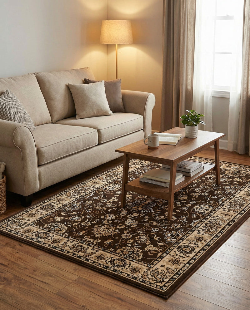Isfahan Elegance Collection Area Rug - Naghsh-e Jahan (Brown) Rectangle Brown  lifestyle 19