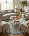 Seville Stripes Collection Area Rug - Cadiz (Light Gray) Round Light Gray  lifestyle 38