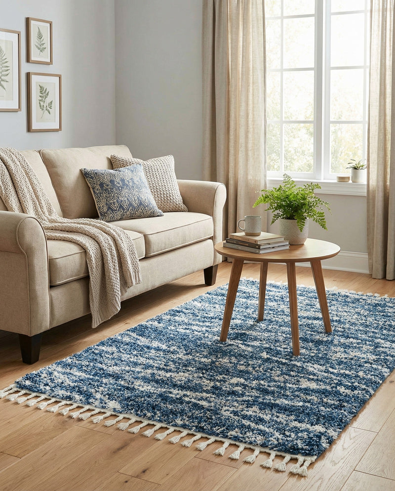 Tranquil Tides Shag Collection Area Rug -  Frost Rectangle Blue  lifestyle 19