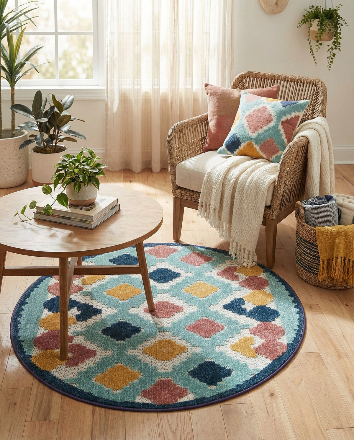 Caribbean Terrace Collection Area Rug -  Tobago Round Ivory  lifestyle 66
