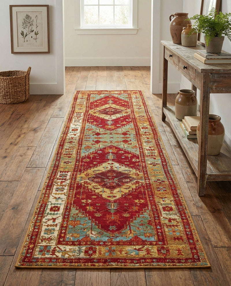 Patio Heritage Collection Area Rug -  Arbor Runner Red Green Blue  lifestyle 65