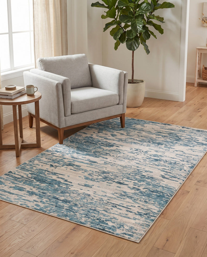 Serenity Sands Collection Area Rug - Dunescape Rectangle Blue  lifestyle 29