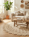 Woven Seaside Jute Collection Area Rug - Coastalhaven (Ivory) Round Ivory  lifestyle 13
