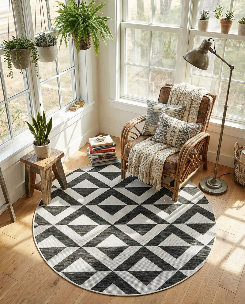 Urban Oasis Rugs Collection Area Rug -  Highrise (Charcoal Gray) Round Charcoal Gray  lifestyle 35