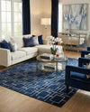Hollywood Luxe Collection Area Rug -  Beverly (Navy Blue Silver) Rectangle Navy Blue Silver  lifestyle 5