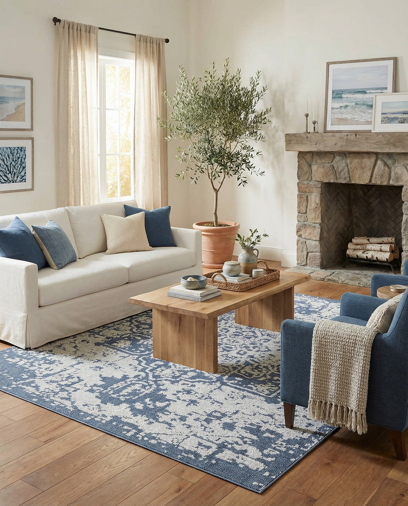 Patio Heritage Collection Area Rug - Santorini Rectangle Navy Blue  lifestyle 35