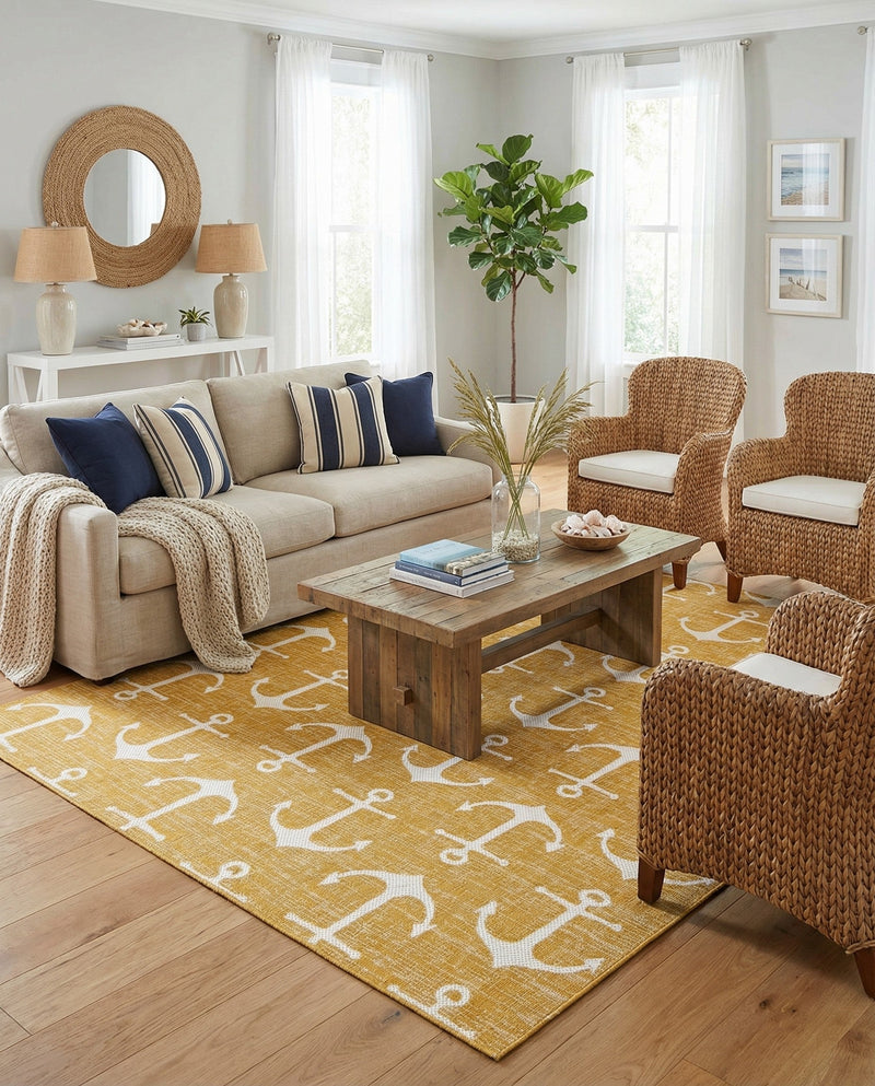 Seaside Haven Rugs Collection Area Rug - Sapphire (Yellow) Rectangle Yellow  lifestyle 16