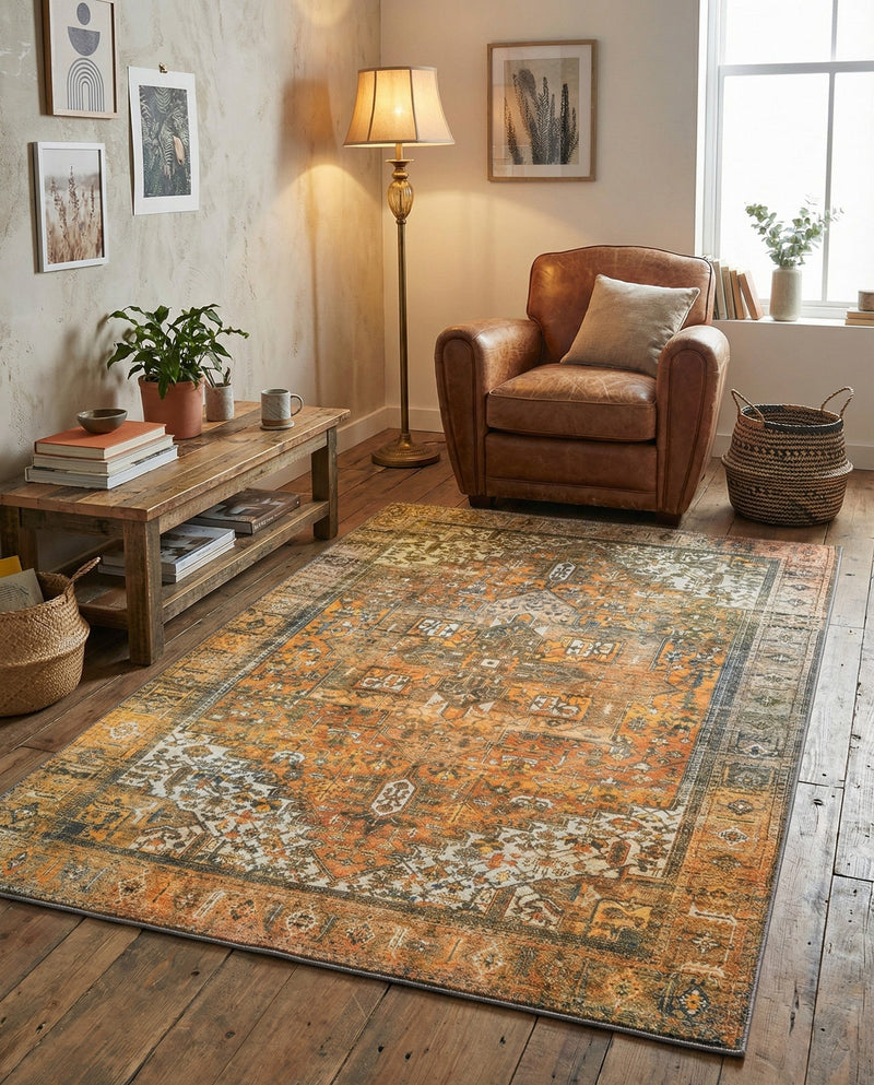 Heritage Elegance Collection Area Rug -  Windsor (Yellow) Rectangle Yellow  lifestyle 7