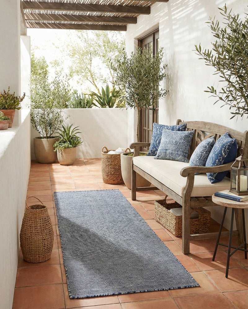 Jill Zarin Sedona Oasis Outdoor Collection Area Rug - Coconino (Navy Sky) Runner Navy Sky  lifestyle 39