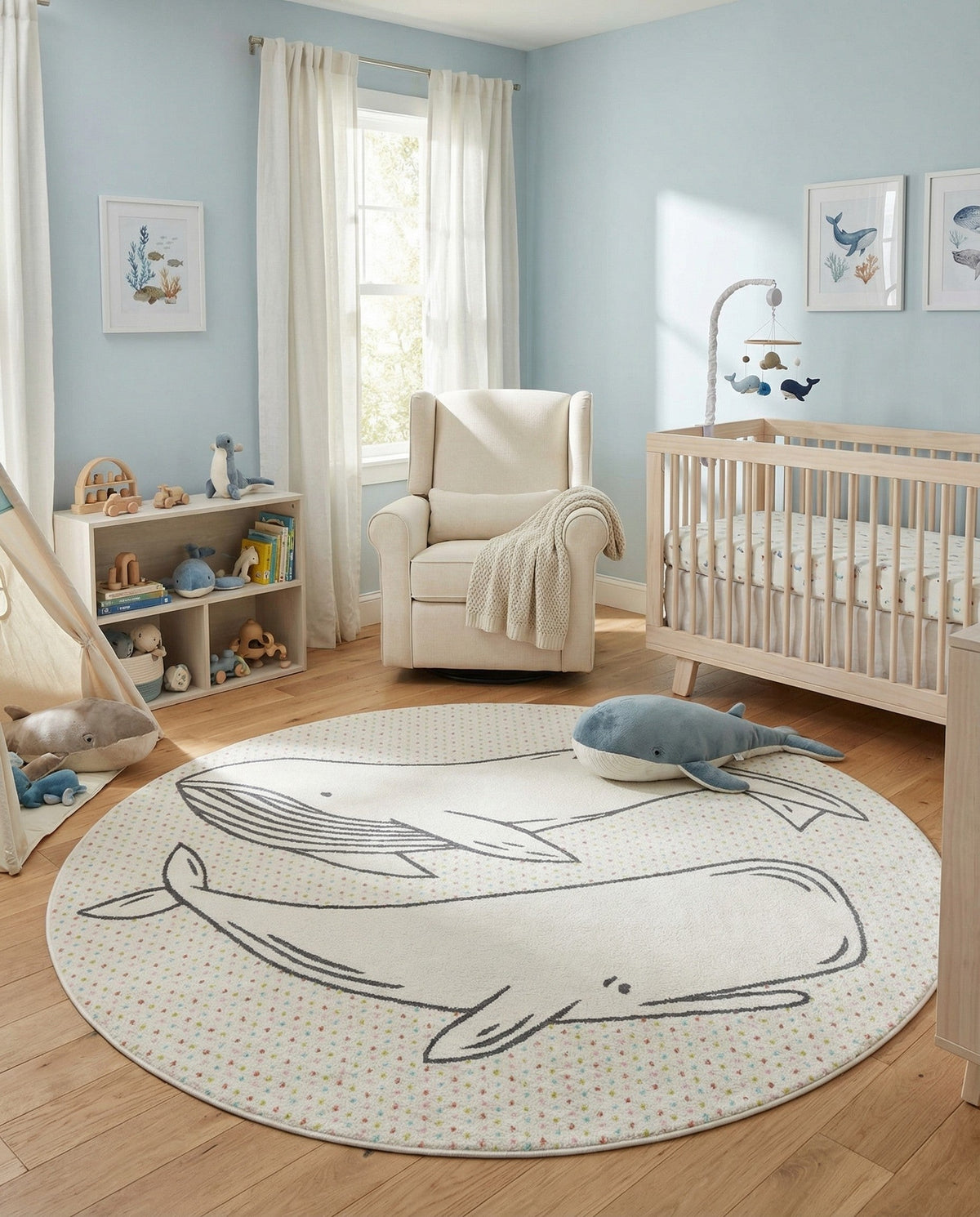 Wonder Tykes Collection Area Rug -  Patchwork Round Gray  lifestyle 9