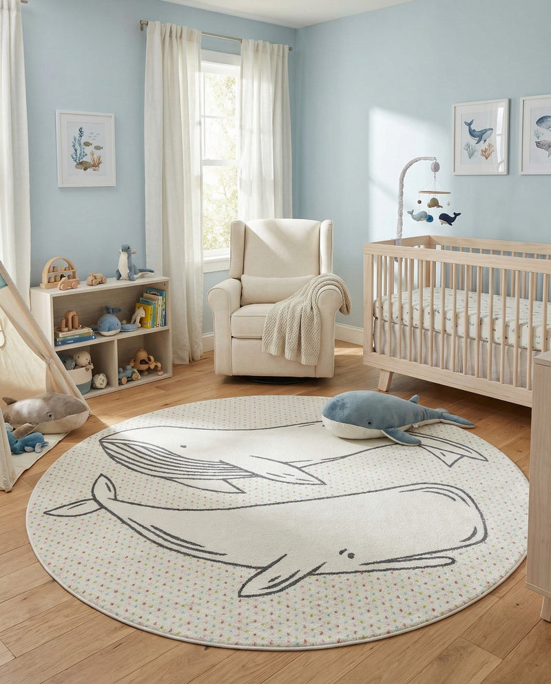 Wonder Tykes Collection Area Rug -  Patchwork Round Gray  lifestyle 9