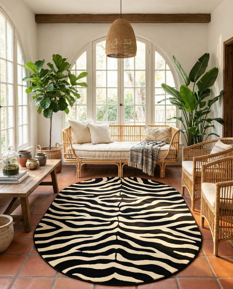 Savannah Sojourn Collection Area Rug -  Kilimanjaro Oval Black  lifestyle 57