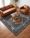 Caspian Wool Collection Area Rug - Ephesus Square Charcoal Gray  lifestyle 55