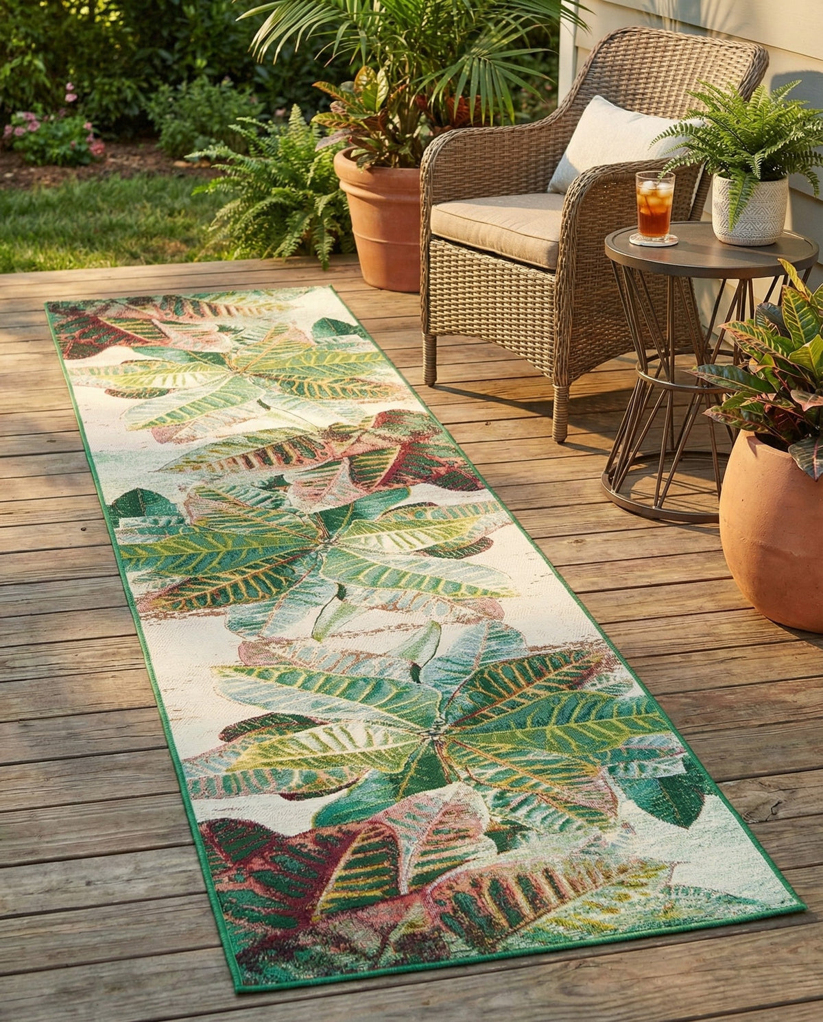 Seaside Blooms Collection Area Rug -  Fern Runner Multi  lifestyle 105