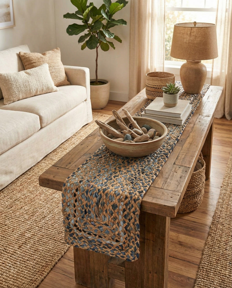 Woven Udaipur Collection Area Rug - Sahara Table Runner Natural  lifestyle 62