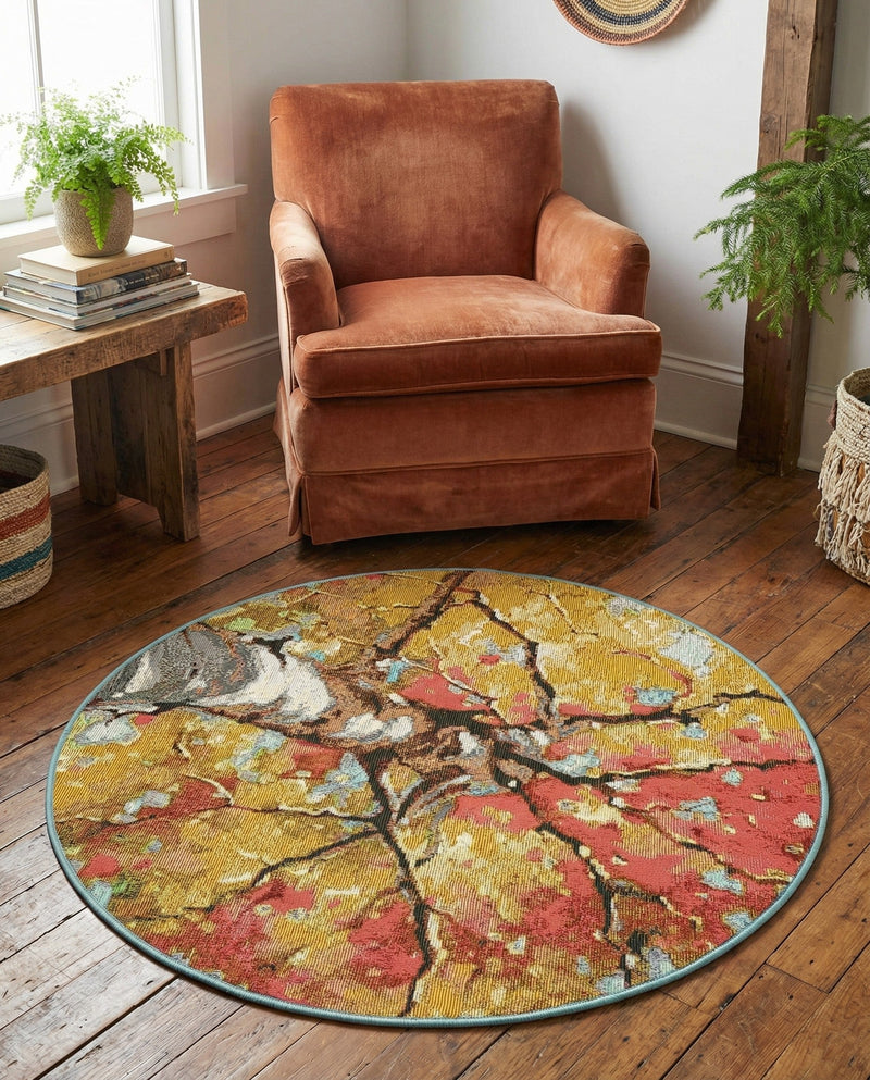 Seaside Blooms Collection Area Rug - Eden Round Multi  lifestyle 37