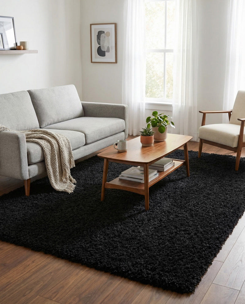 Eternal Plush Oasis Collection Area Rug -  Tranquility (Onyx Black) Rectangle Onyx Black  lifestyle 8