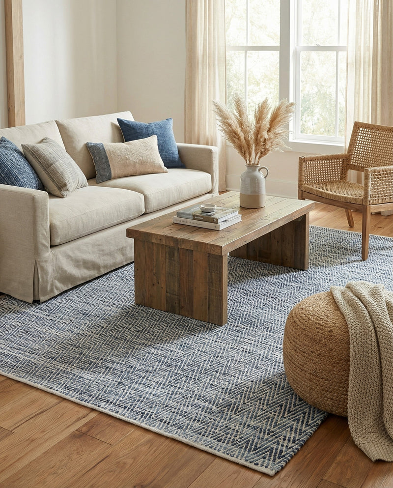 Zigzag Marina Collection Area Rug - HarborStripes Rectangle Denim  lifestyle 12