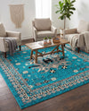 Tabriz Tapestries Collection Area Rug - Azerbaijan (Turquoise) Square Turquoise  lifestyle 57