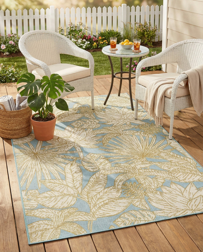 Seaside Blooms Collection Area Rug -  Shalimar Rectangle Soft Blue  lifestyle 5