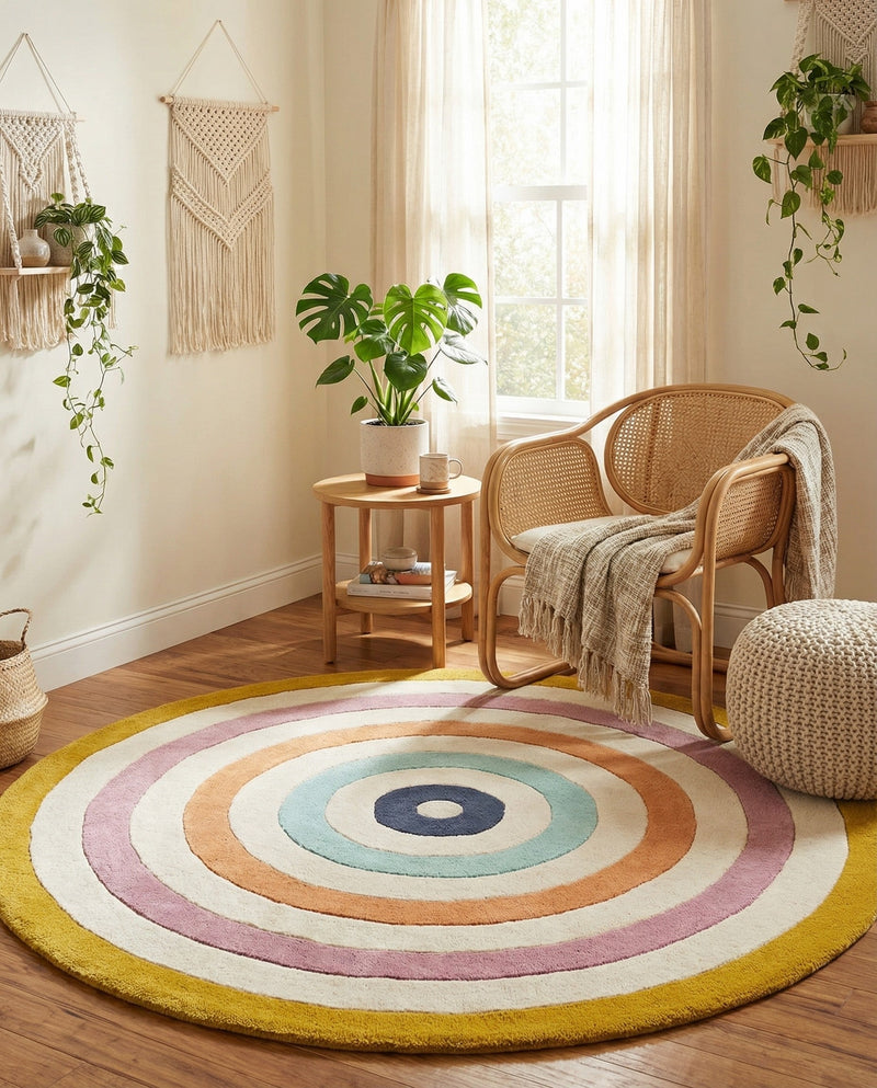 Shepherd's Glen Wool Collection Area Rug - Eldon Round Multi  lifestyle 19