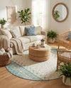 Mediterranean Lattice Collection Area Rug -  Casablanca (Ivory Blue) Round Ivory Blue  lifestyle 70