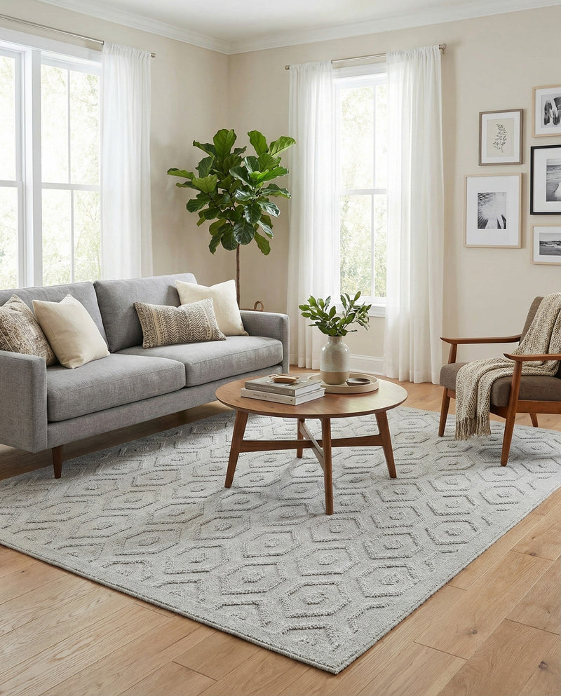 Garden Lattice Charm Collection Area Rug - Arbor (Grey) Rectangle Grey  lifestyle 14