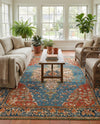 Patio Heritage Collection Area Rug -  Grove Rectangle Navy Blue and Rust Red  lifestyle 19