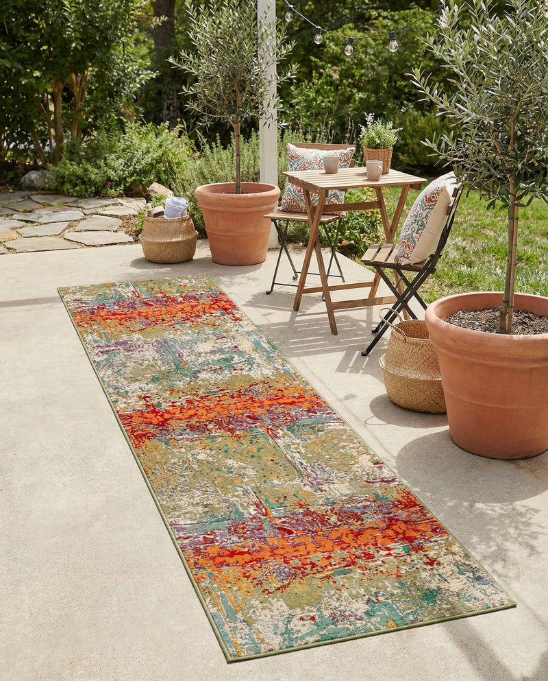 Urban Terrace Collection Area Rug -  Terrace Runner Multi  lifestyle 55