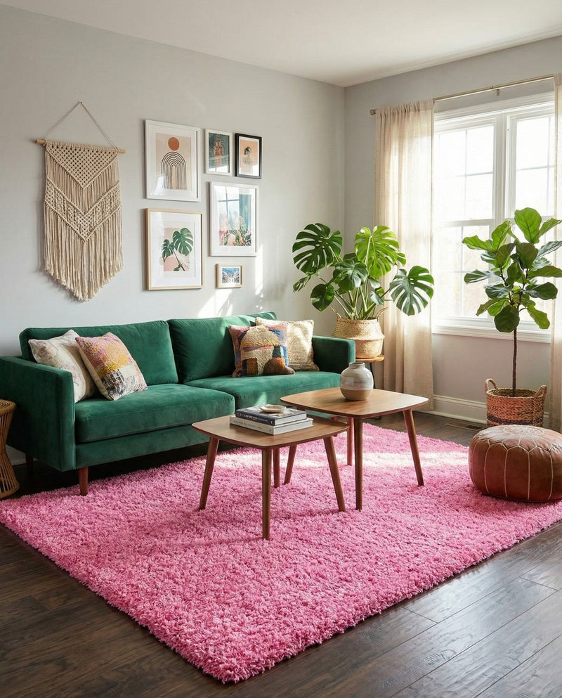 Plush Oasis Collection Area Rug - Serenity (Taffy Pink) Rectangle Taffy Pink  lifestyle 12