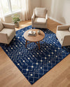 Mediterranean Lattice Collection Area Rug - Santorini (Navy Blue) Square Navy Blue  lifestyle 87