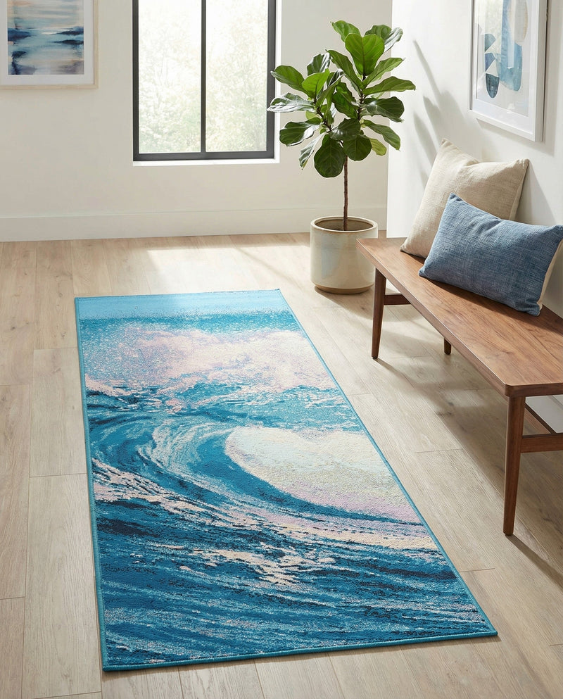 Urban Terrace Collection Area Rug - Veranda Runner Blue  lifestyle 59