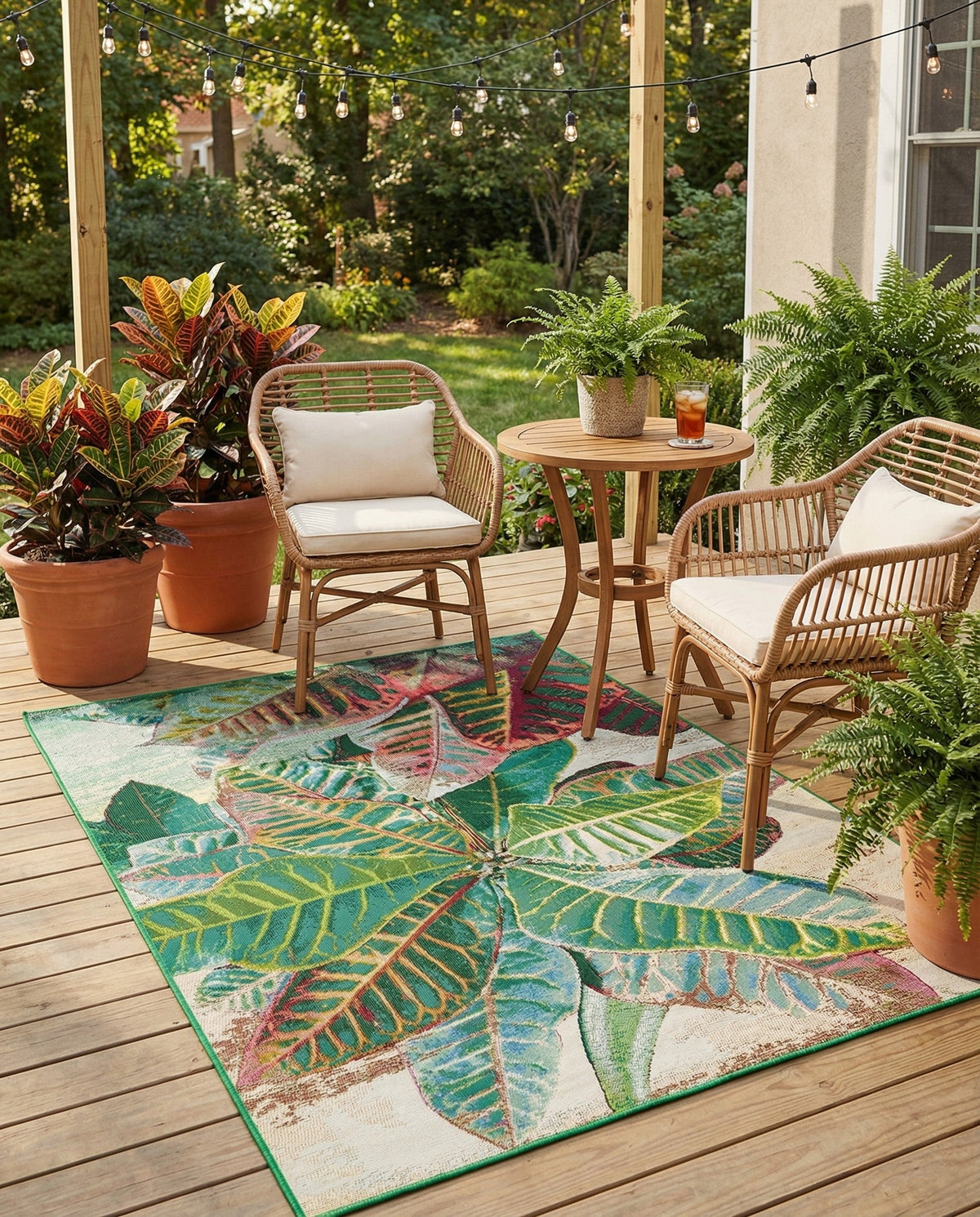 Seaside Blooms Collection Area Rug -  Fern Rectangle Multi  lifestyle 24