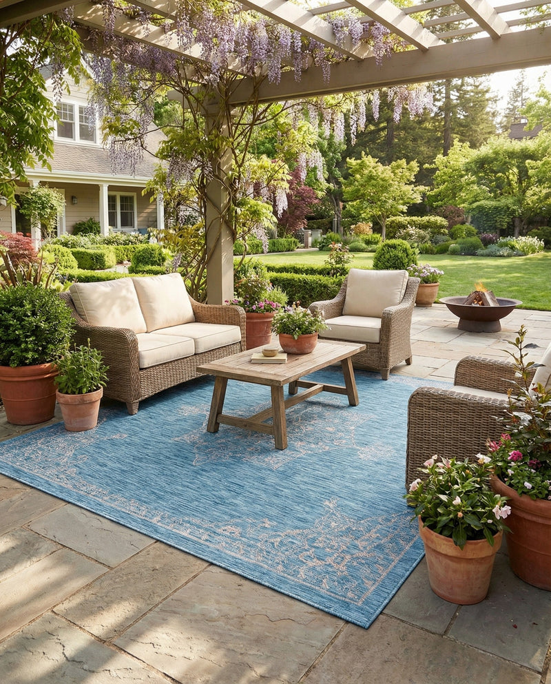 Patio Heritage Collection Area Rug -  Charleston (Light Aqua) Rectangle Light Aqua  lifestyle 10