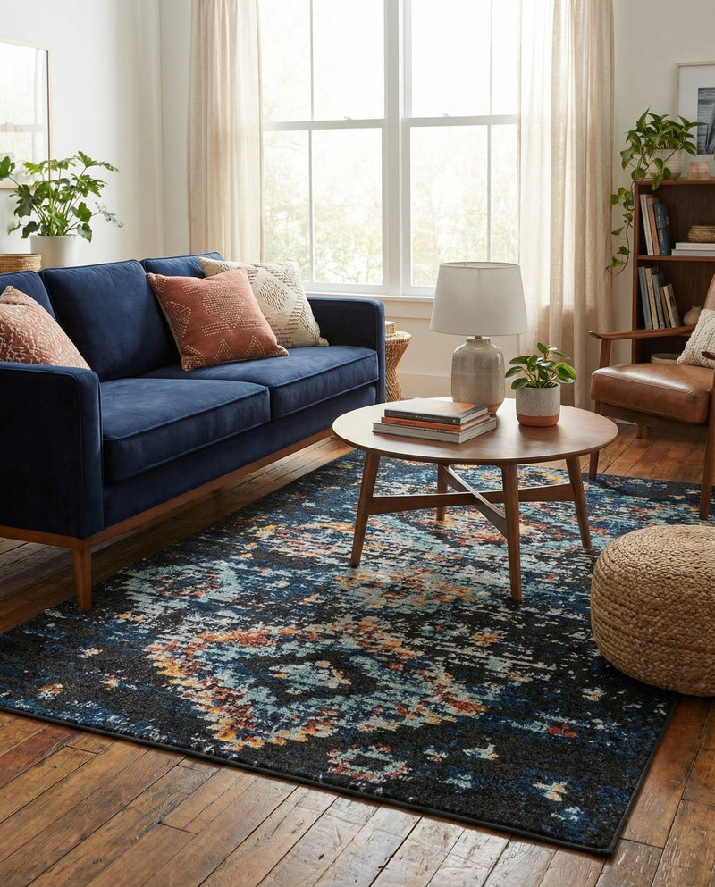 Tangier Treasures Collection Area Rug -  Fez Rectangle Navy Blue  lifestyle 19