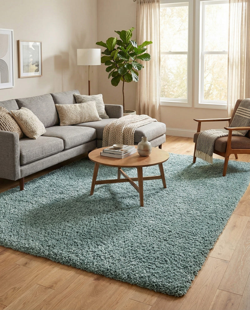 Plush Oasis Collection Area Rug - Serenity (Light Slate Blue) Rectangle Light Slate Blue  lifestyle 8