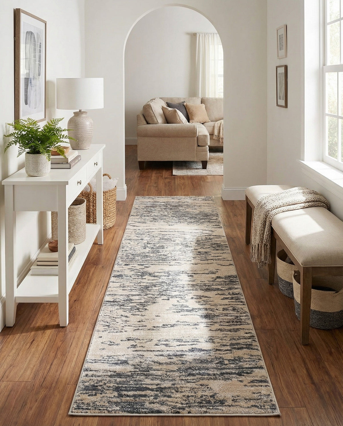 Serenity Sands Collection Area Rug - Dunescape Runner Gray  lifestyle 84