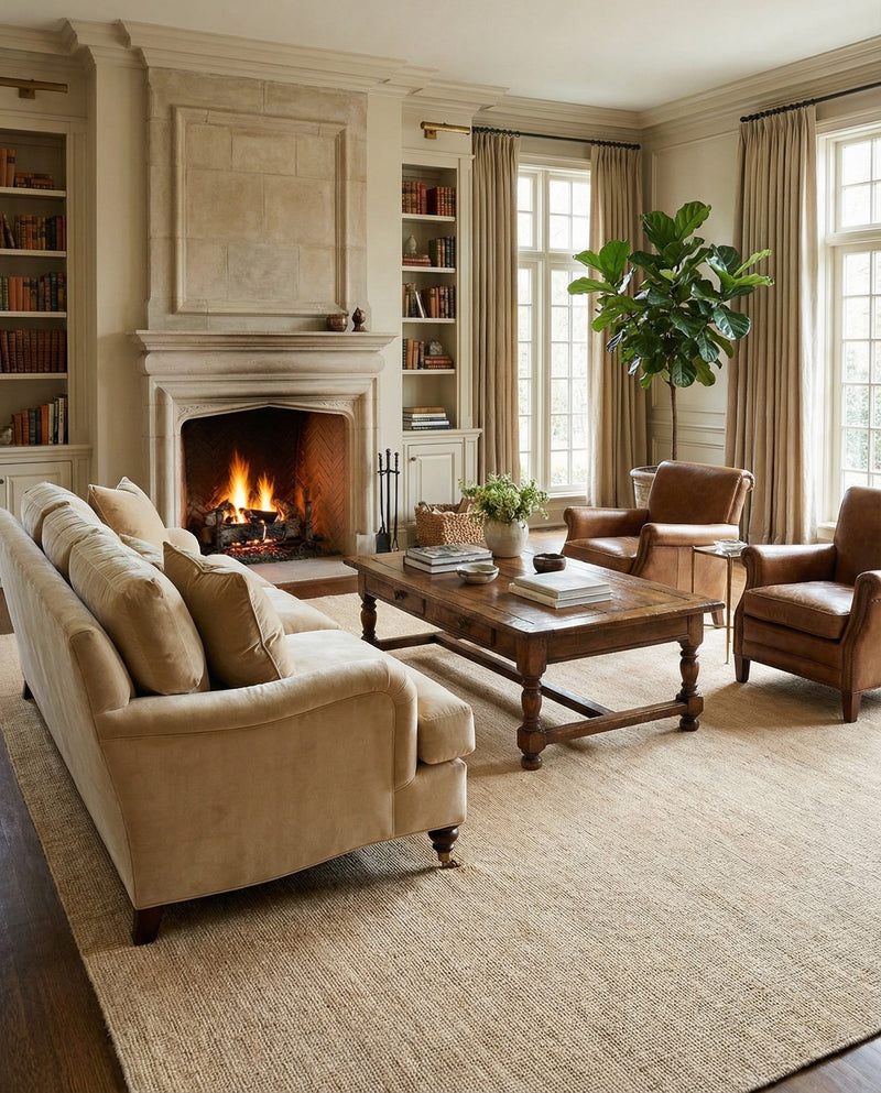 Berkshire Estate Collection Area Rug - Windsor (Oat Beige) Rectangle Oat Beige  lifestyle 8