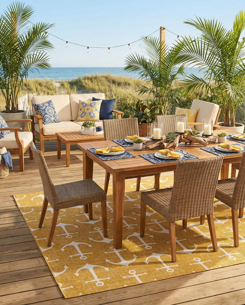 Seaside Haven Rugs Collection Area Rug - Sapphire (Yellow) Rectangle Yellow  lifestyle 7