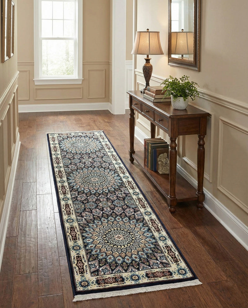 Persian Elegance Collection Area Rug -  Hamedan (Navy Blue) Runner Navy Blue  lifestyle 84
